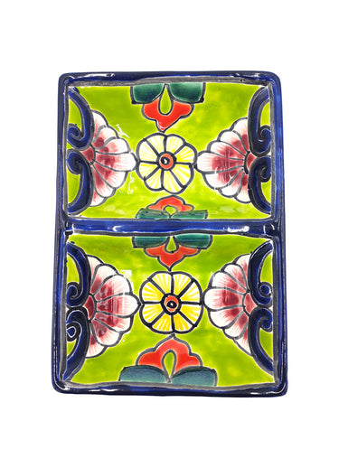 Mexican Talavera Ceramic Divided Serving Dish - Dual Section, 10